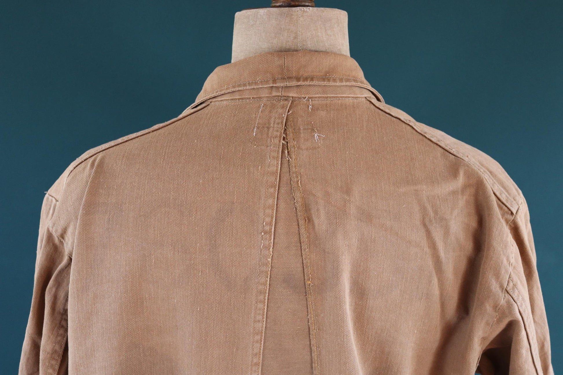 Vintage 1940s British workwear jacket - prison arrows - brown cotton twill - factory coat - shop overalls - 50” chest