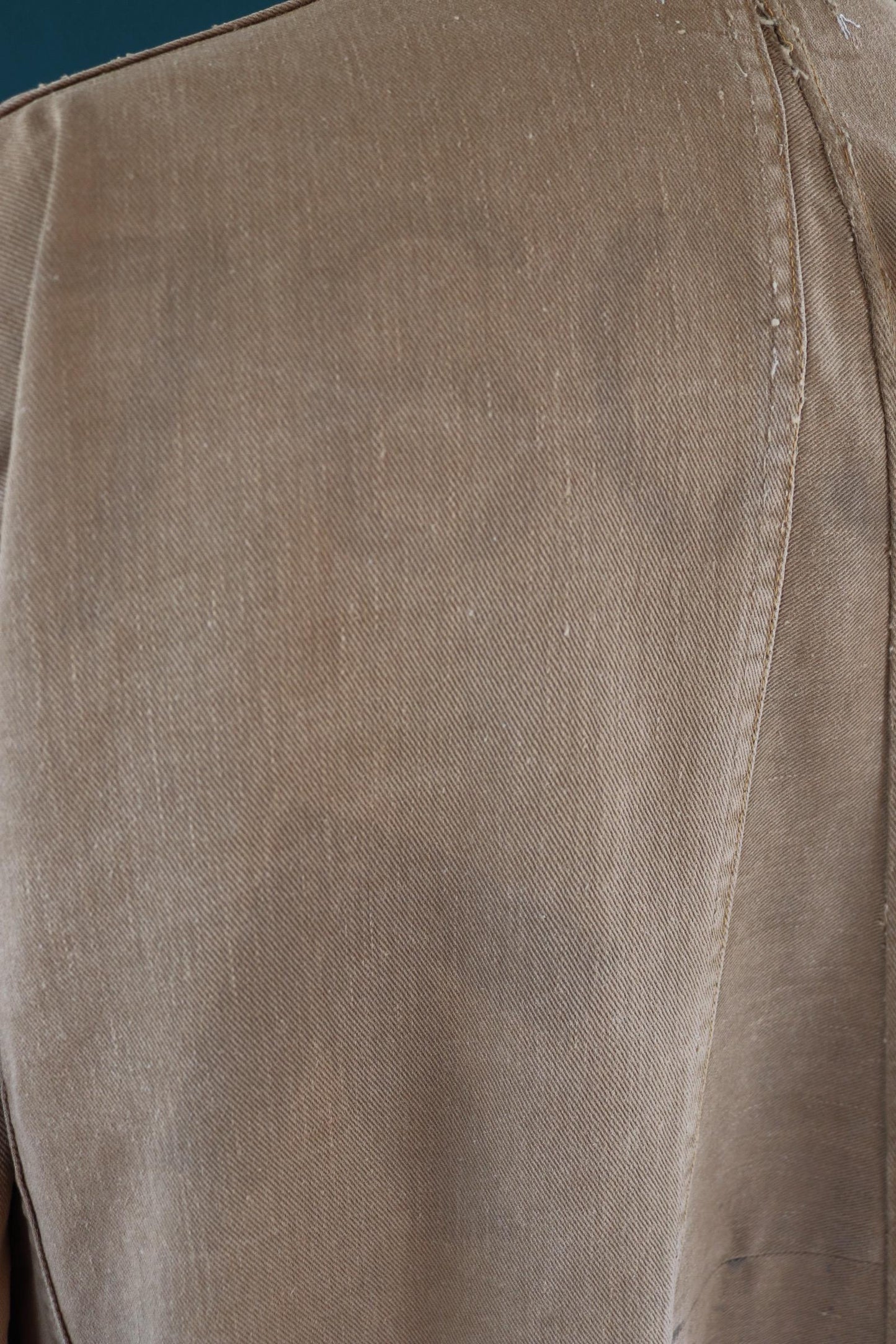 Vintage 1940s British workwear jacket - prison arrows - brown cotton twill - factory coat - shop overalls - 50” chest