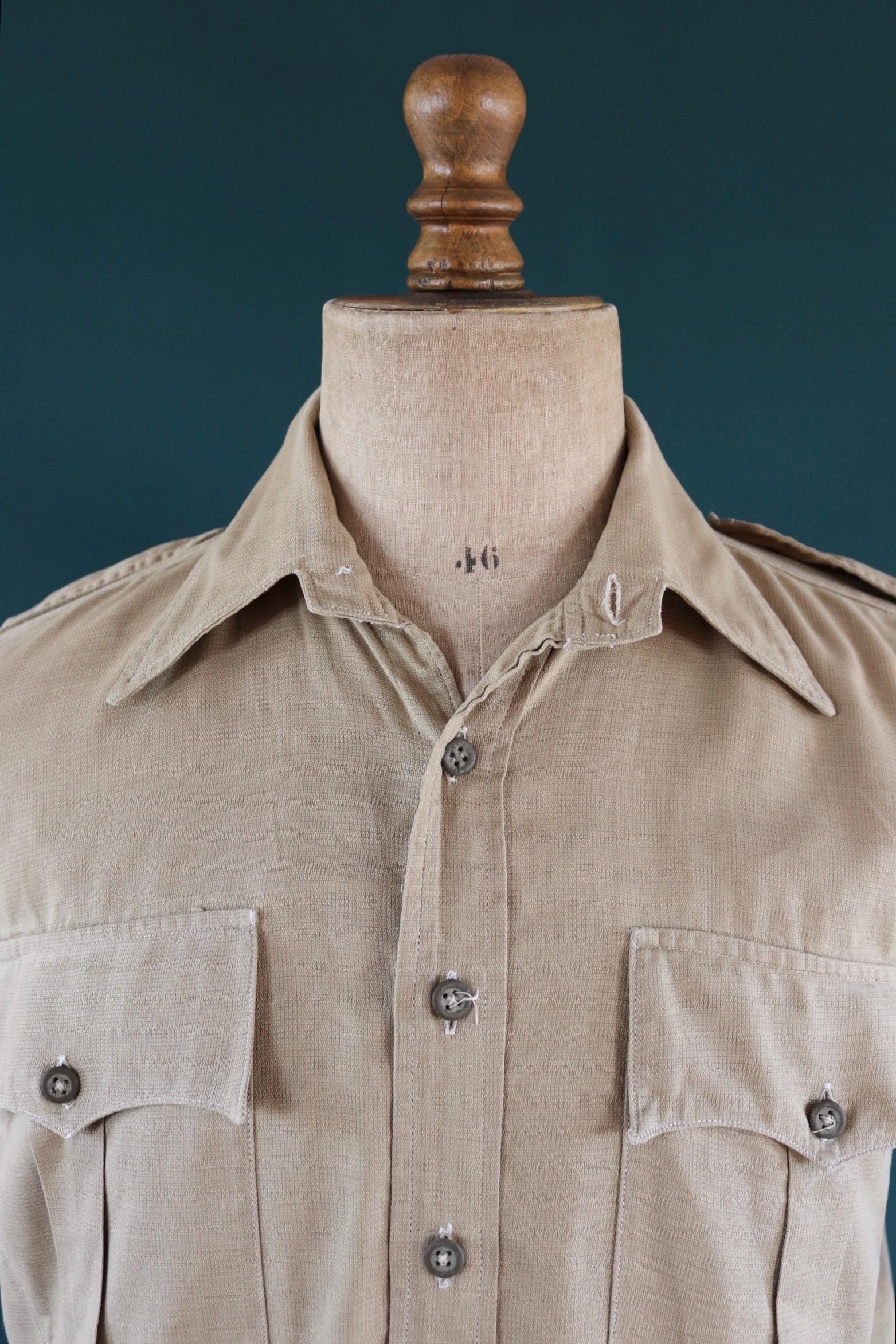 Vintage 1940s British army cotton Aertex shirt - original WW2 - 44” chest