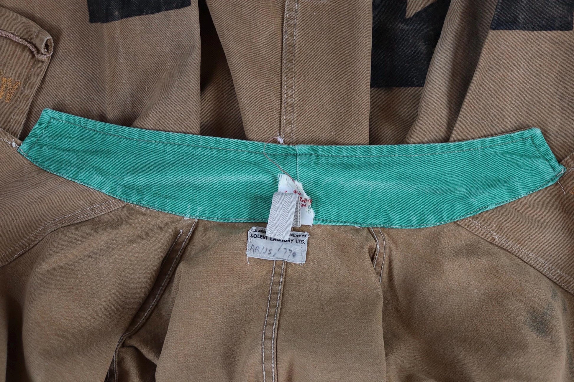 Vintage 1940s British workwear jacket - prison arrows - brown cotton twill - factory coat - shop overalls - 43” chest