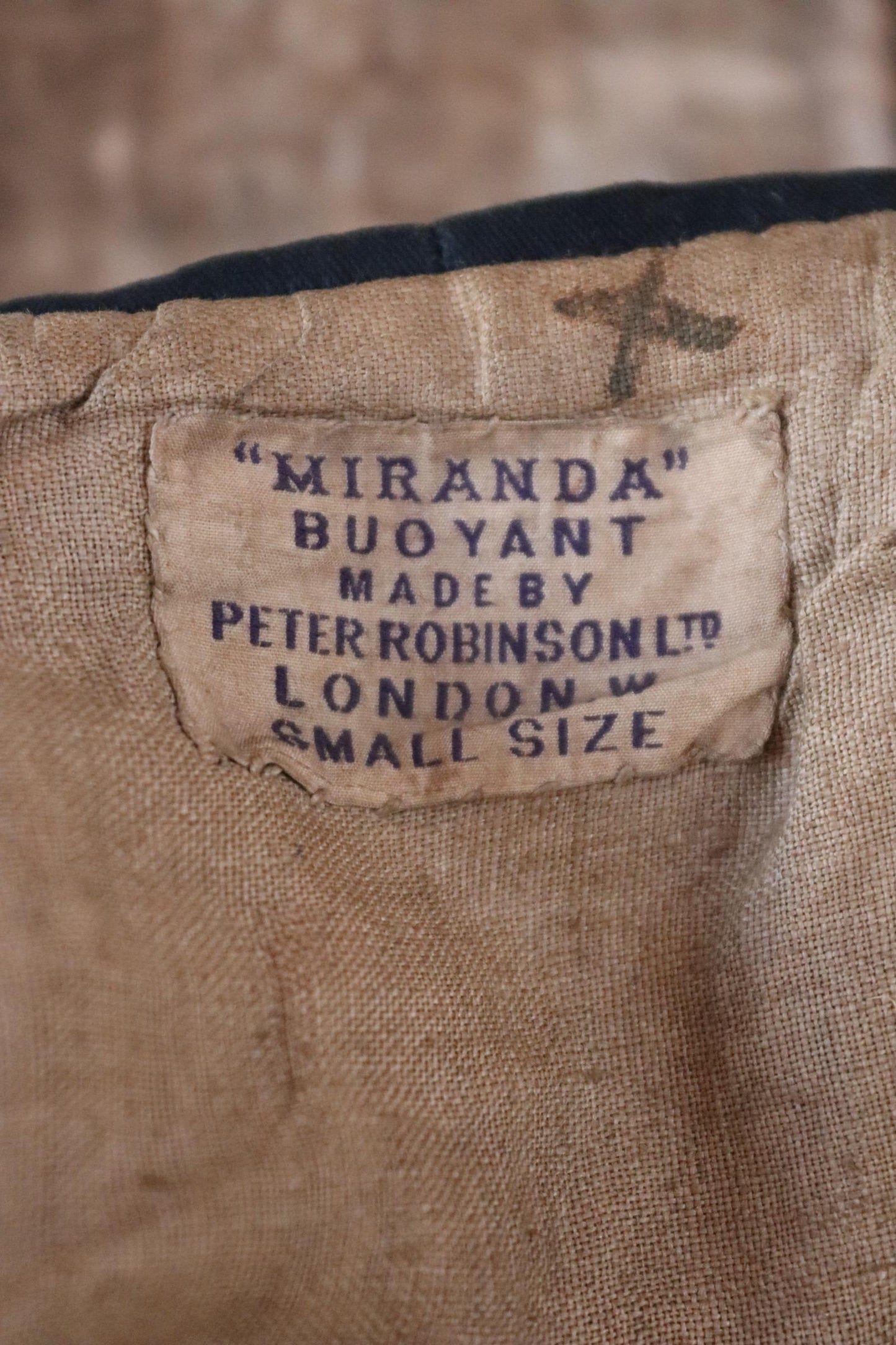 Antique 1900s kapok life jacket - vintage buoyancy aid - Miranda life vest - Peter Robinson Ltd - natural indigo - 40” chest
