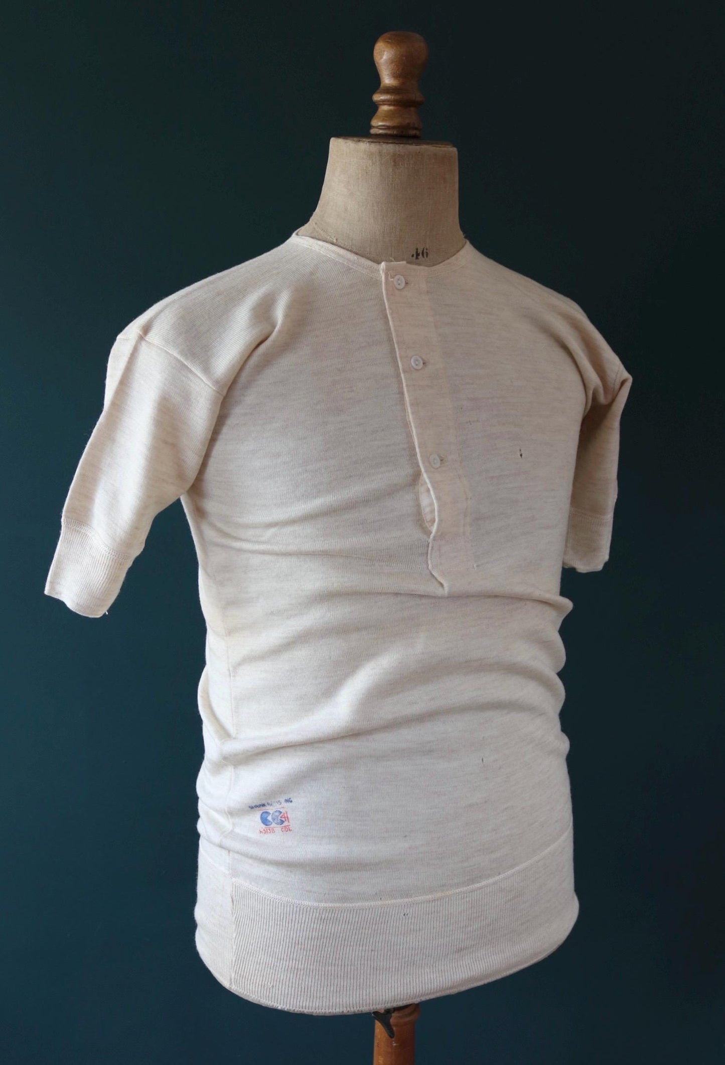 Vintage 1940s deadstock CC41 wool undershirt - WW2 clothing - Henley top - thermal layer - 36" chest