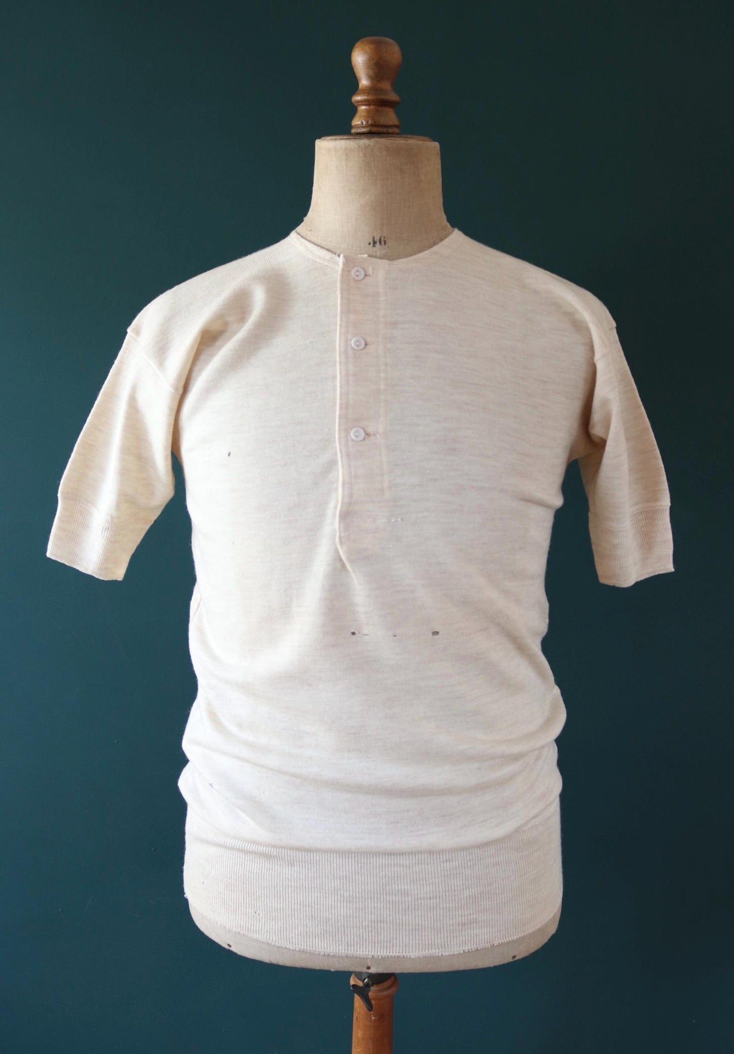 Vintage 1940s deadstock CC41 wool undershirt - WW2 clothing - Henley top - thermal layer - 37" chest