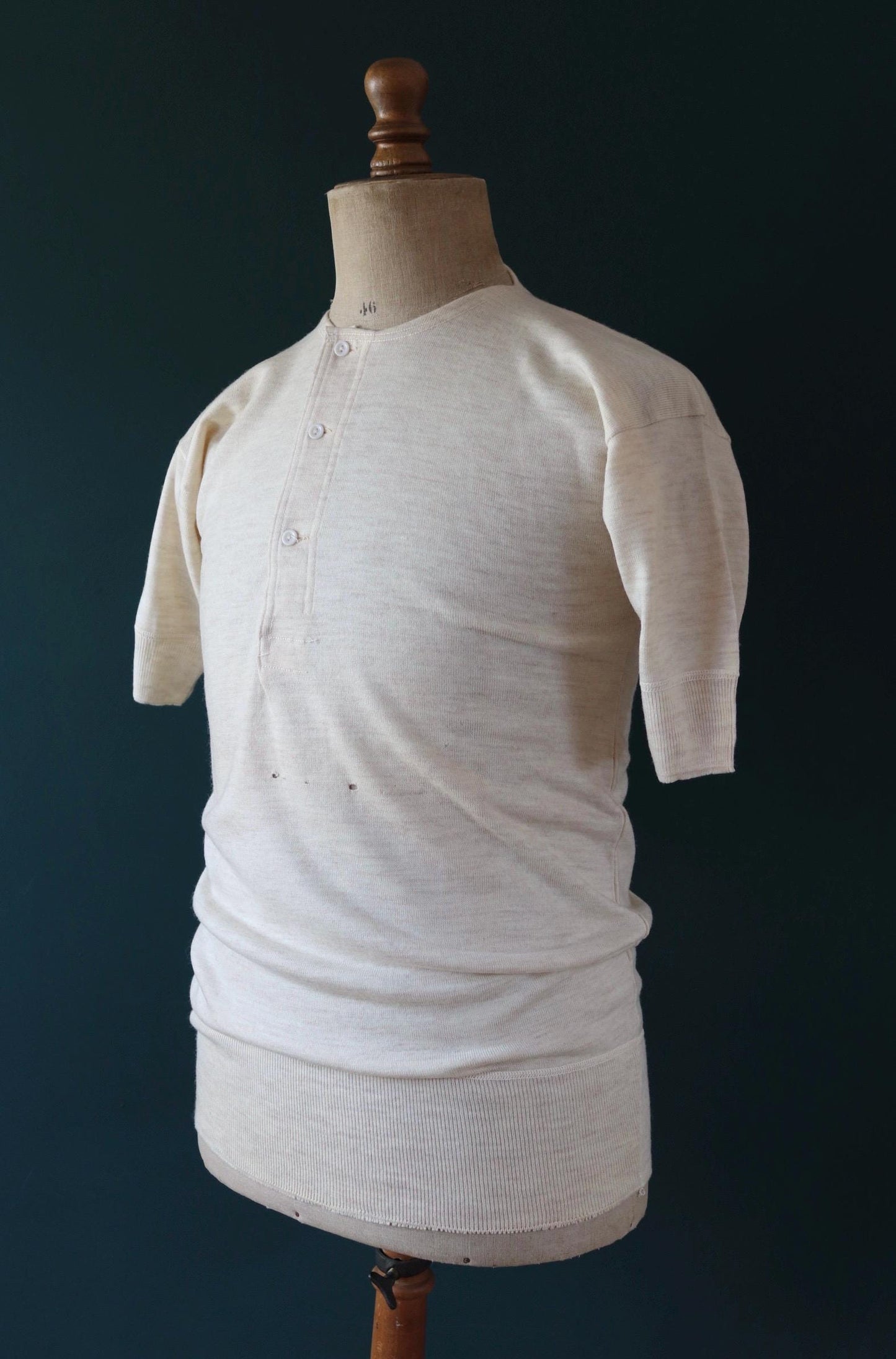 Vintage 1940s deadstock CC41 wool undershirt - WW2 clothing - Henley top - thermal layer - 37" chest
