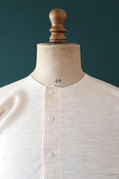 Vintage 1940s deadstock CC41 wool undershirt - WW2 clothing - Henley top - thermal layer - 37" chest