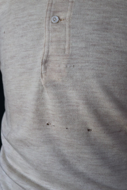 Vintage 1940s deadstock CC41 wool undershirt - WW2 clothing - Henley top - thermal layer - 37" chest