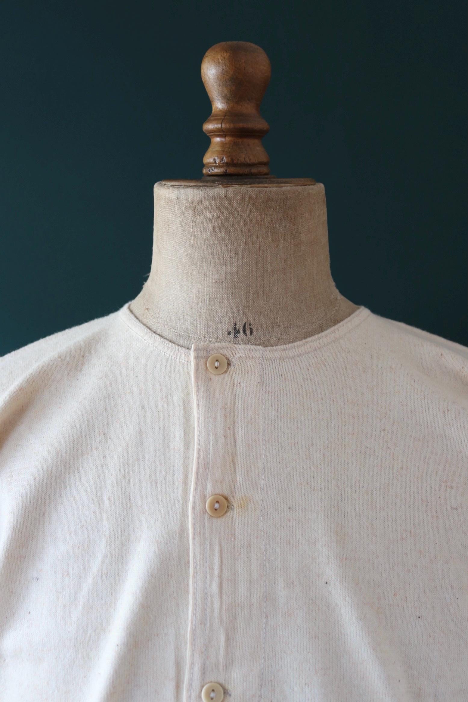 Vintage 1940s deadstock CC41 wool undershirt - WW2 clothing - Henley top - thermal layer - 44" chest