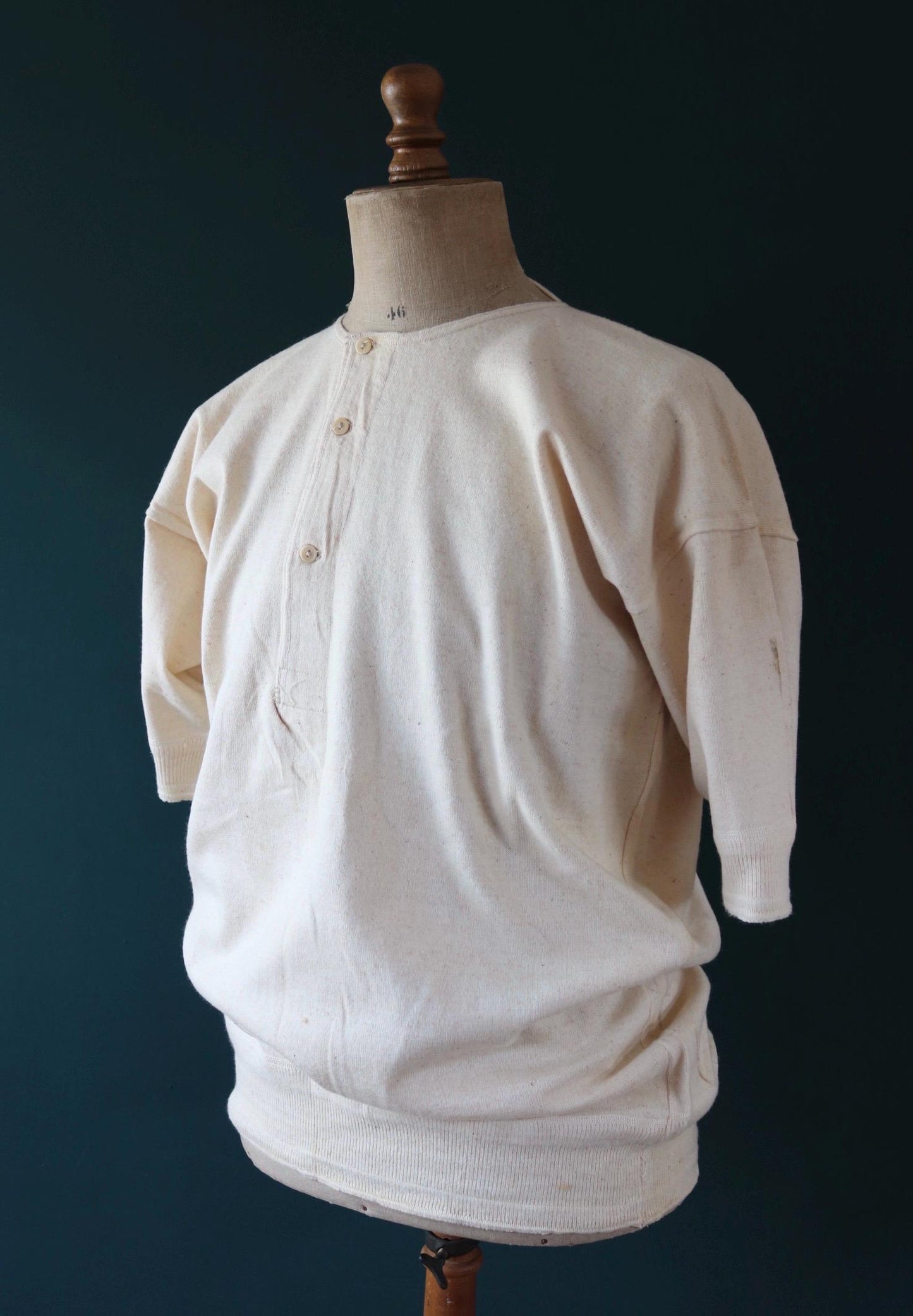 Vintage 1940s deadstock CC41 wool undershirt - WW2 clothing - Henley top - thermal layer - 47" chest