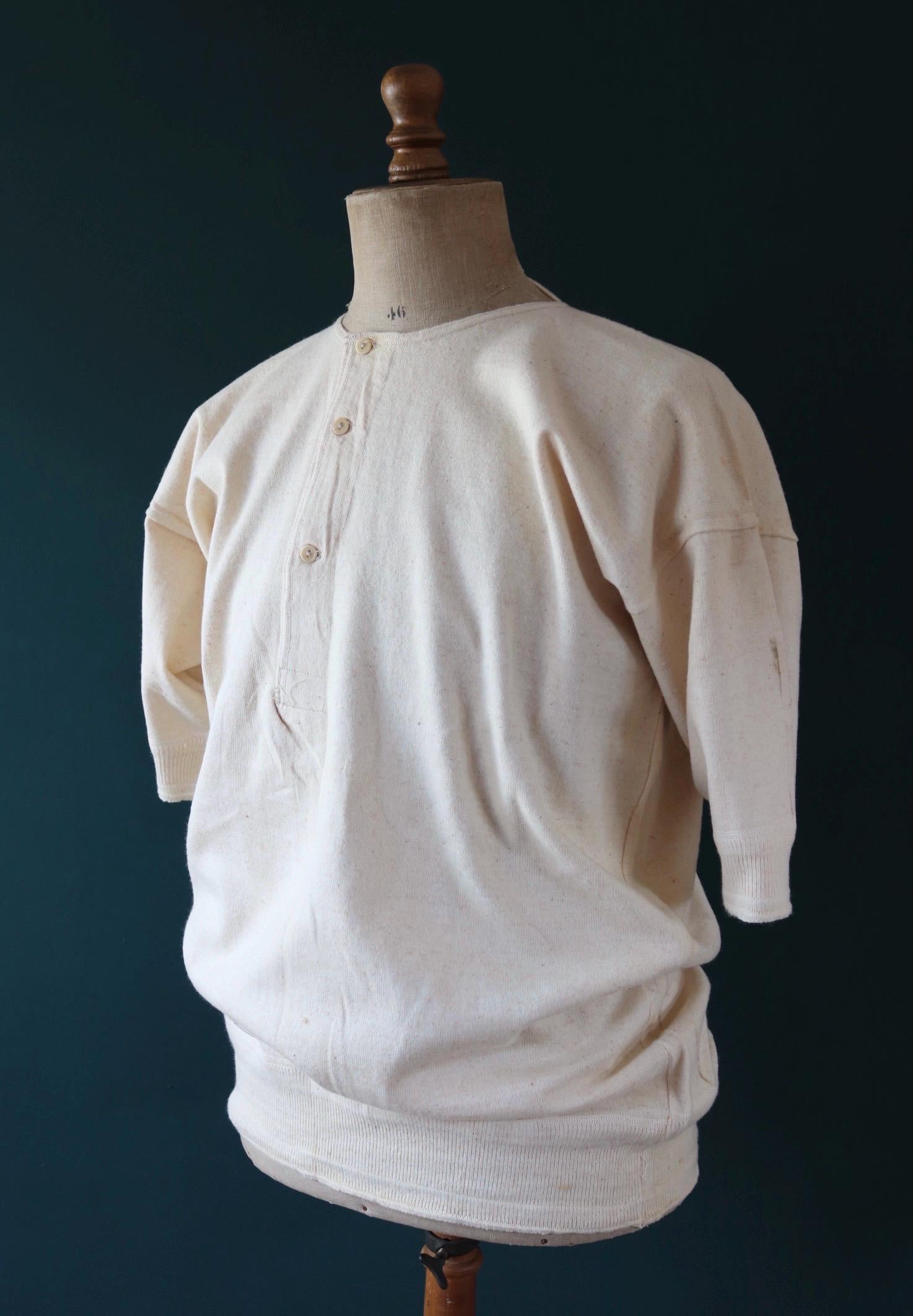 Vintage 1940s deadstock CC41 wool undershirt - WW2 clothing - Henley top - thermal layer - 47" chest