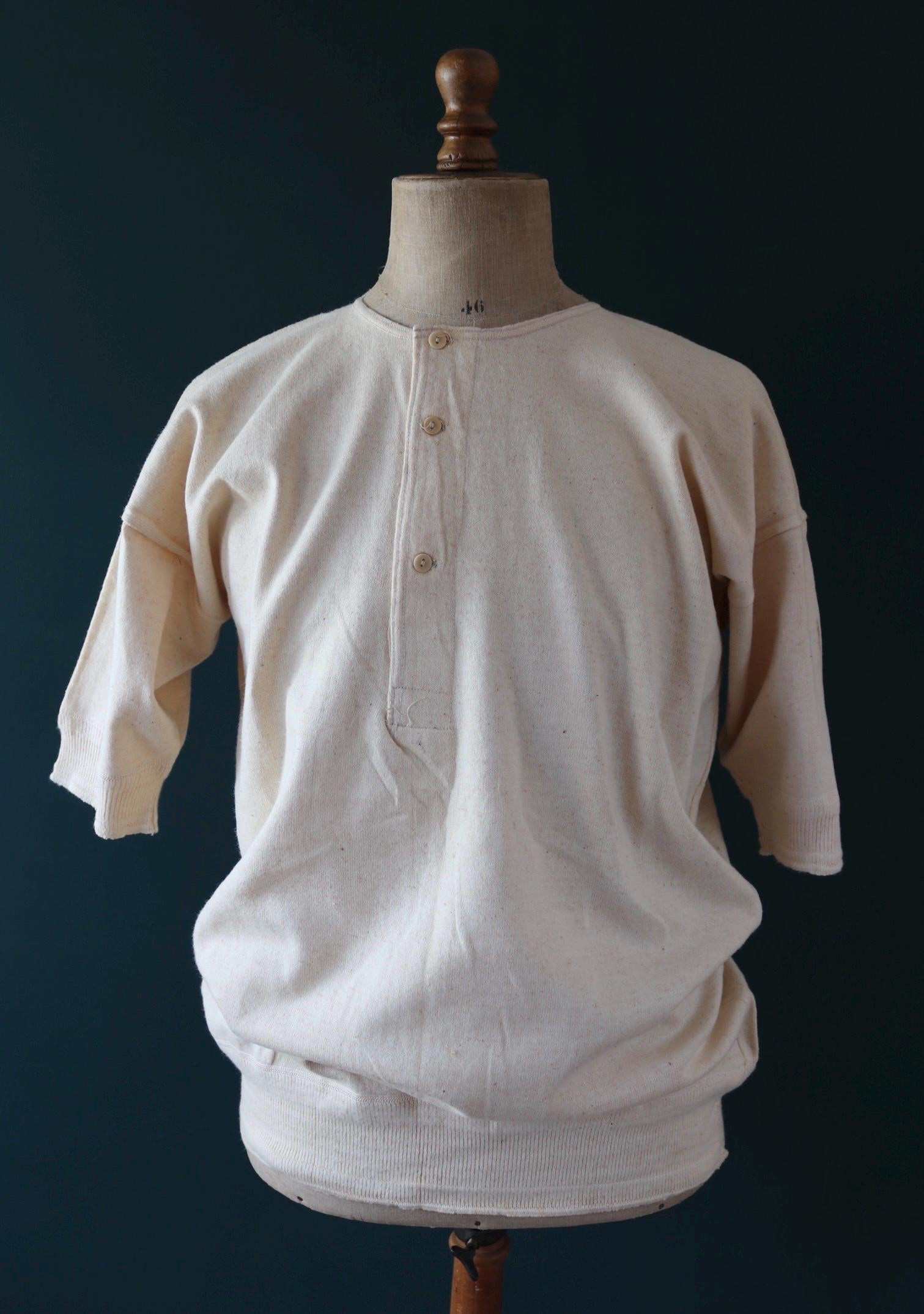 Vintage 1940s deadstock CC41 wool undershirt - WW2 clothing - Henley top - thermal layer - 47" chest
