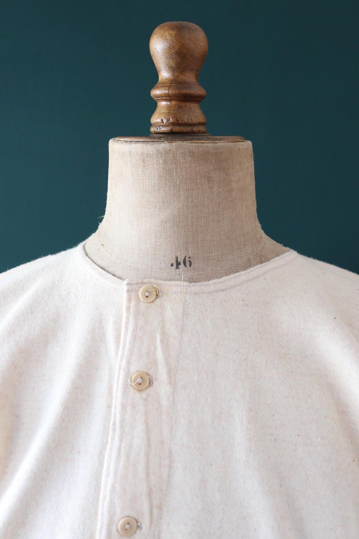 Vintage 1940s deadstock CC41 wool undershirt - WW2 clothing - Henley top - thermal layer - 47" chest