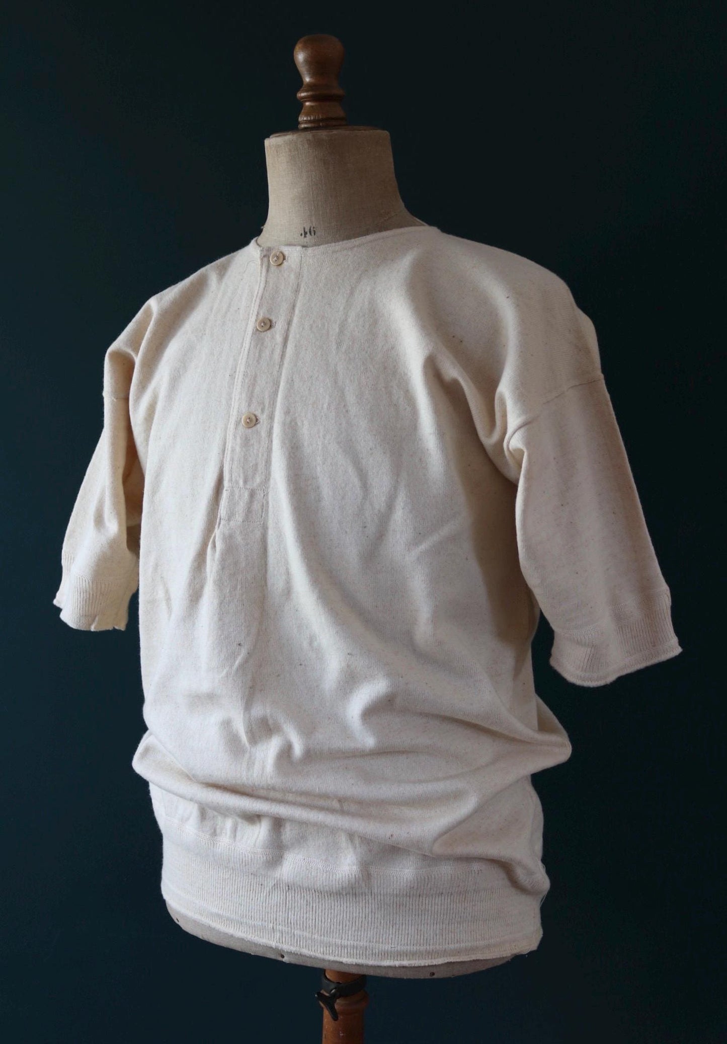 Vintage 1940s deadstock CC41 wool undershirt - WW2 clothing - Henley top - thermal layer - 44" chest