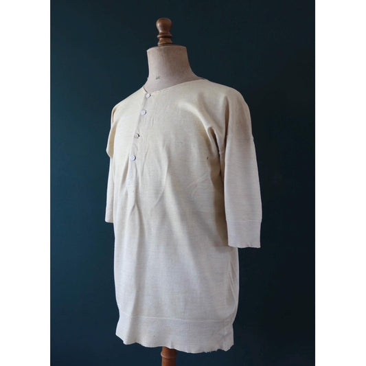 Vintage 1940s wool undershirt - WW2 clothing - Henley top - thermal layer - 44" chest