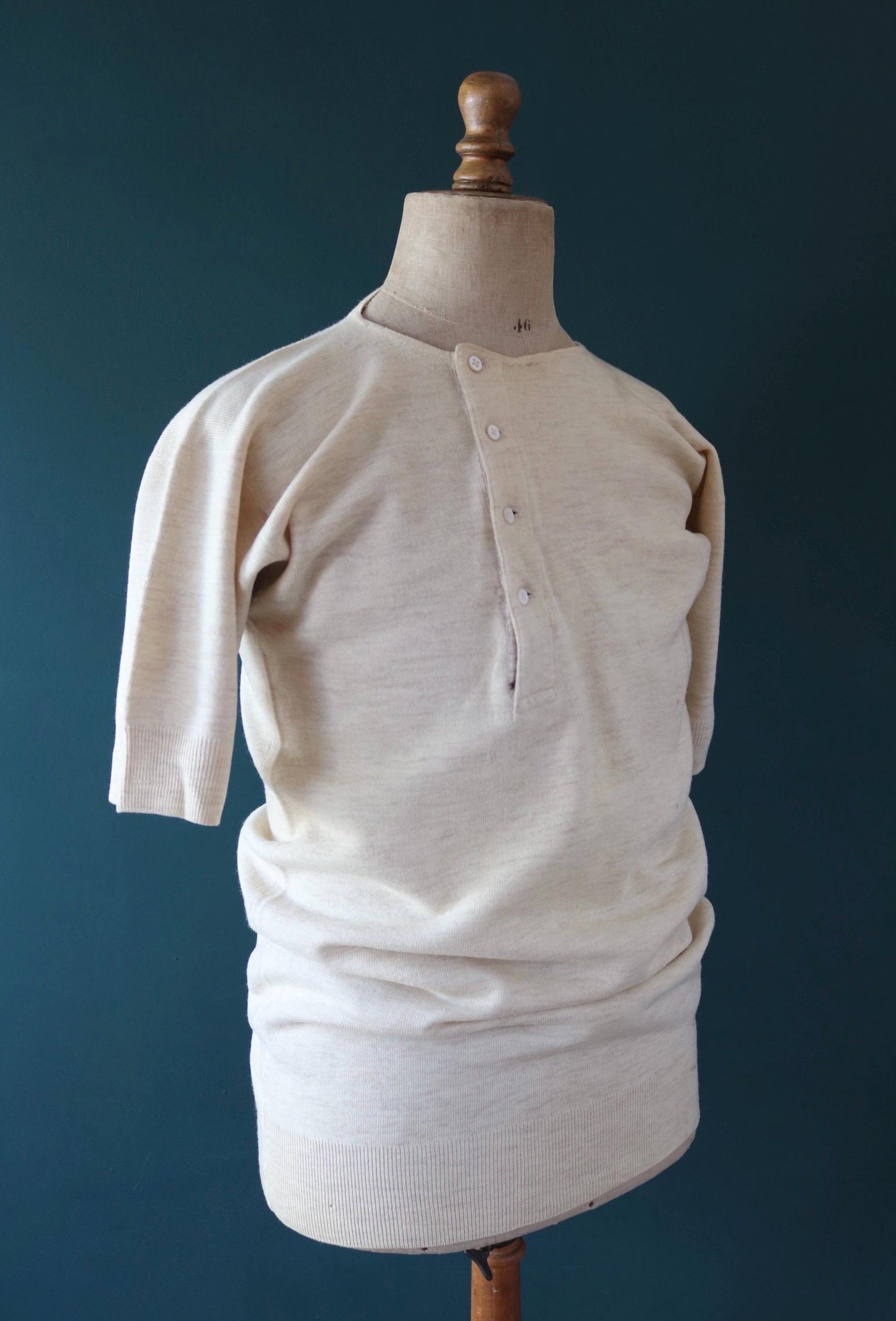 Vintage 1940s Harrods wool undershirt - WW2 clothing - Henley top - thermal layer - 40" chest