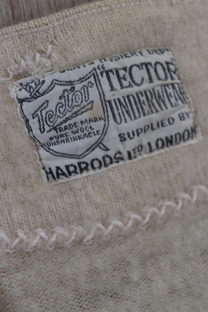 Vintage 1940s Harrods wool undershirt - WW2 clothing - Henley top - thermal layer - 40" chest