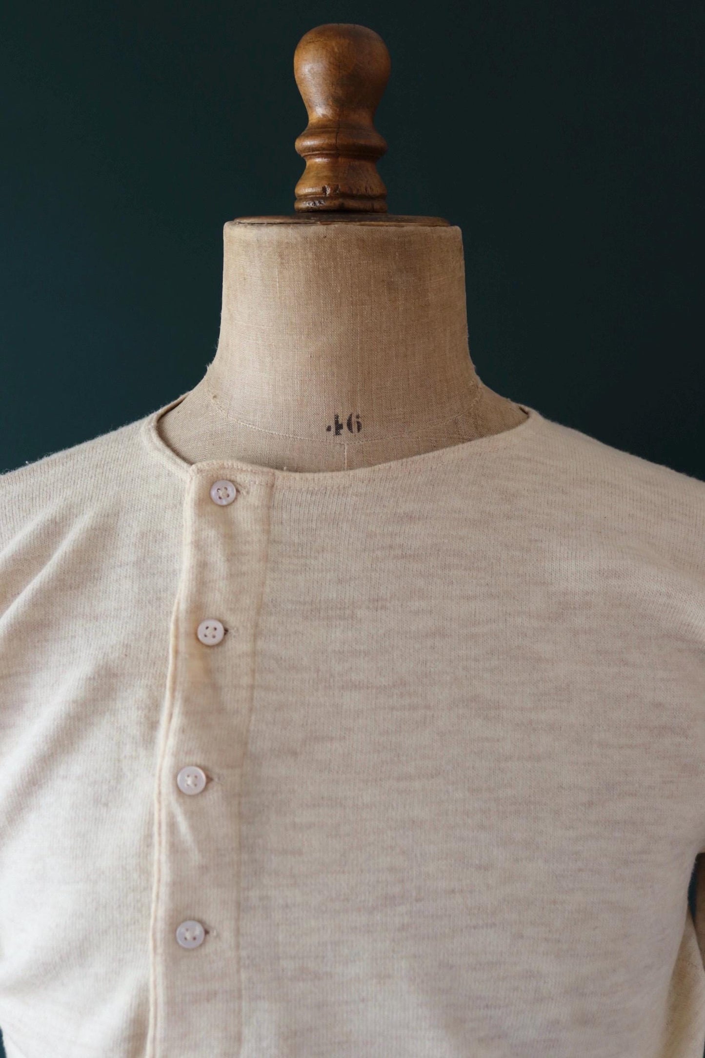 Vintage 1940s Harrods wool undershirt - WW2 clothing - Henley top - thermal layer - 40" chest