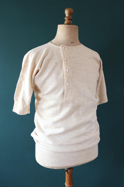 Vintage 1940s Harrods wool undershirt - WW2 clothing - Henley top - thermal layer - 40" chest