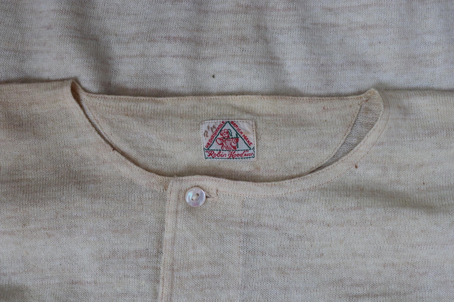 Vintage 1940s deadstock wool undershirt - WW2 clothing - Henley top - thermal layer - 35" chest