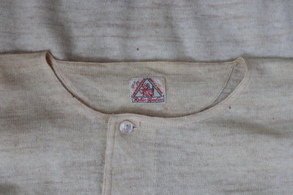 Vintage 1940s deadstock wool undershirt - WW2 clothing - Henley top - thermal layer - 35" chest