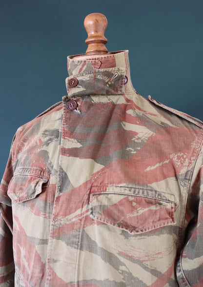 Vintage 1960s French lizard camo M47 TAP jacket - herringbone cotton - military workwear - 41" chest