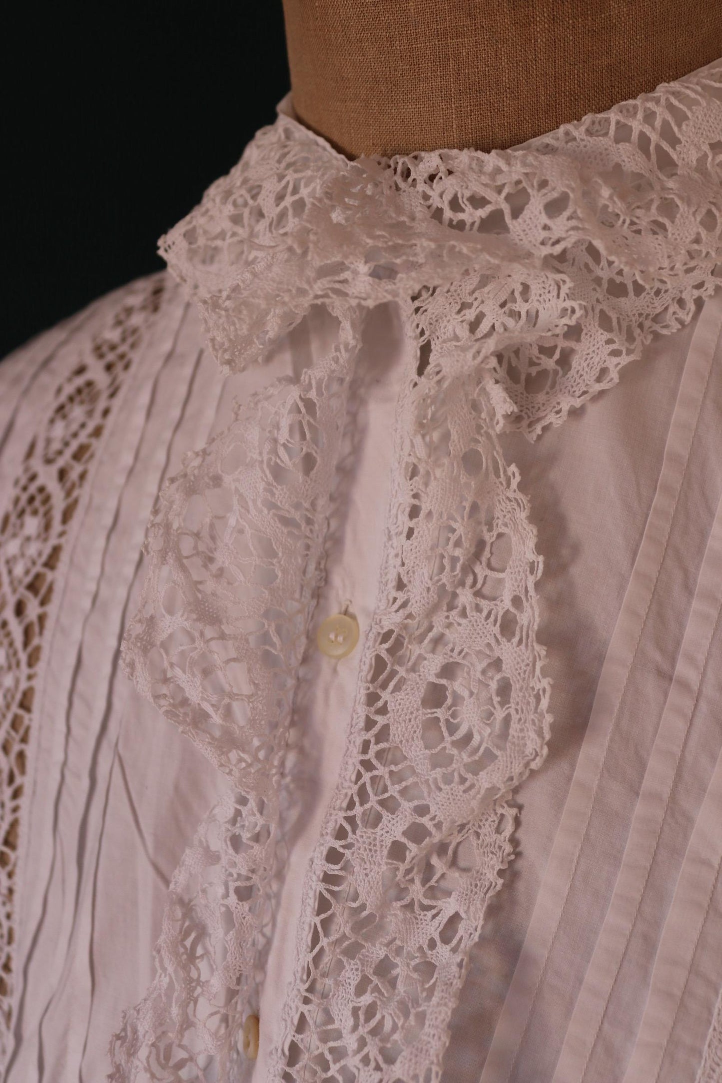 Antique 1800s Victorian white cotton nightgown - vintage 1900s dress - cottagecore - handmade lace - 48” chest