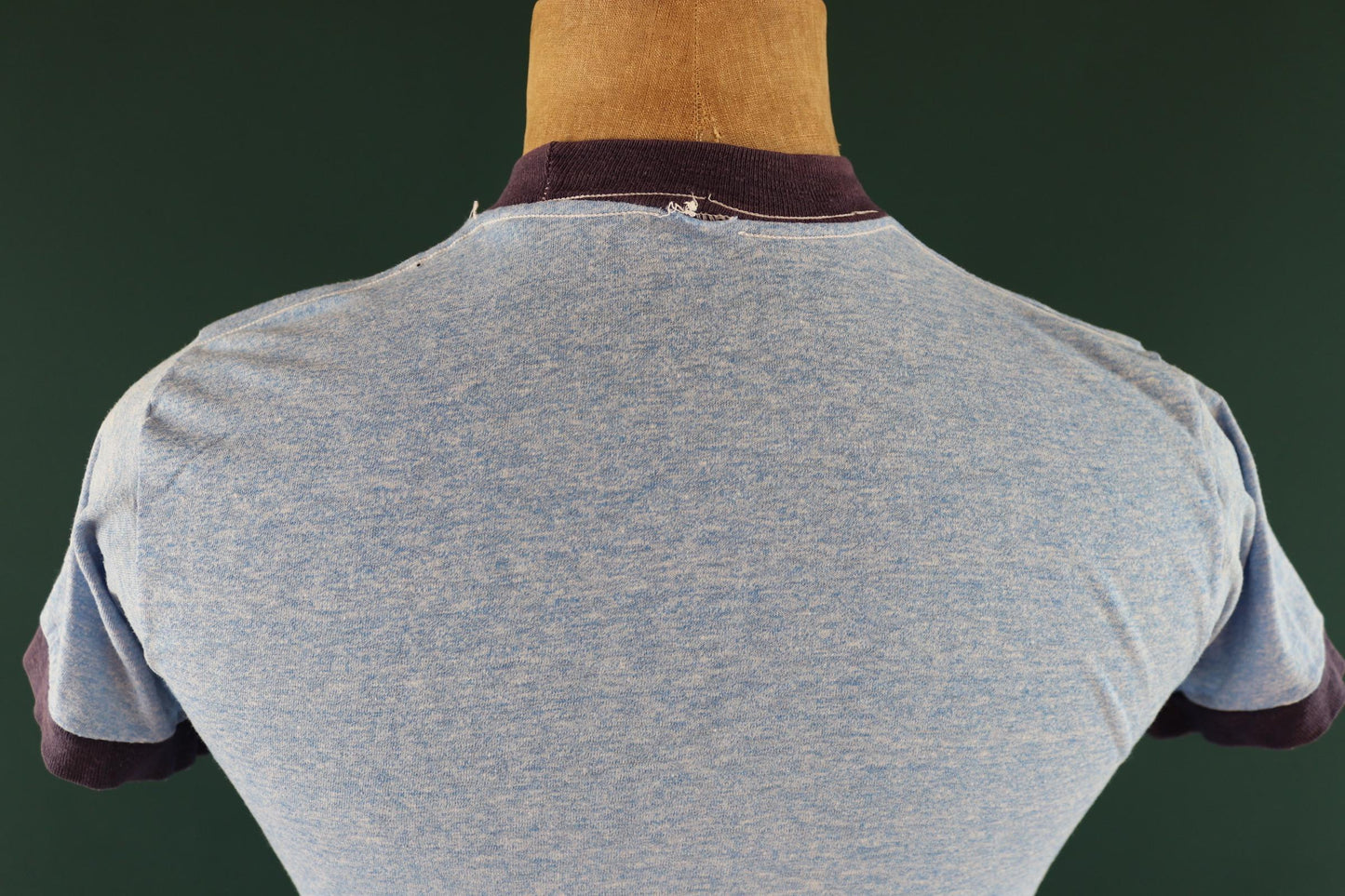 Vintage 1970s t shirt - blue marl - single stitch tee - 34” chest - ringer sportswear