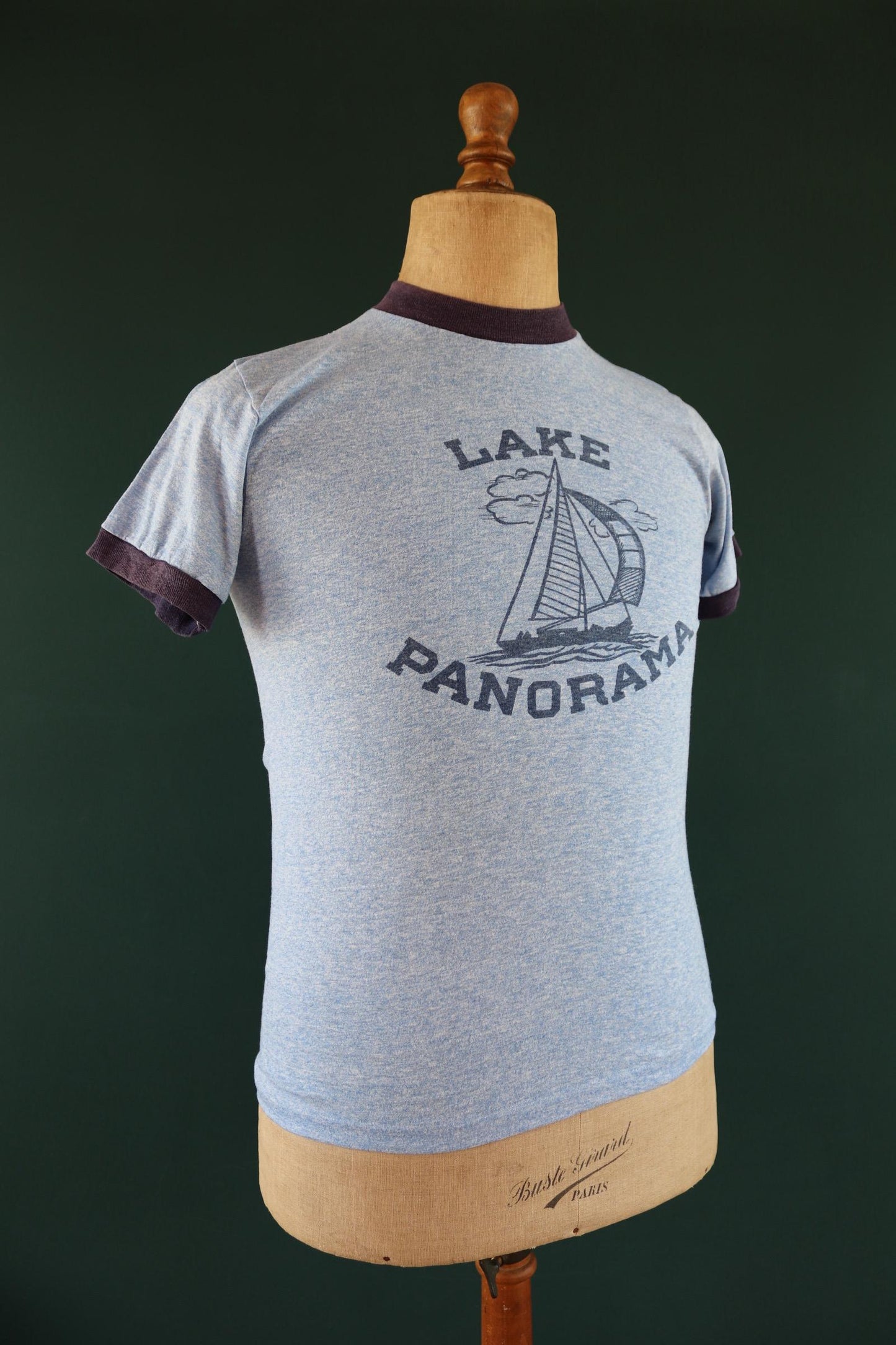 Vintage 1970s t shirt - blue marl - single stitch tee - 34” chest - ringer sportswear