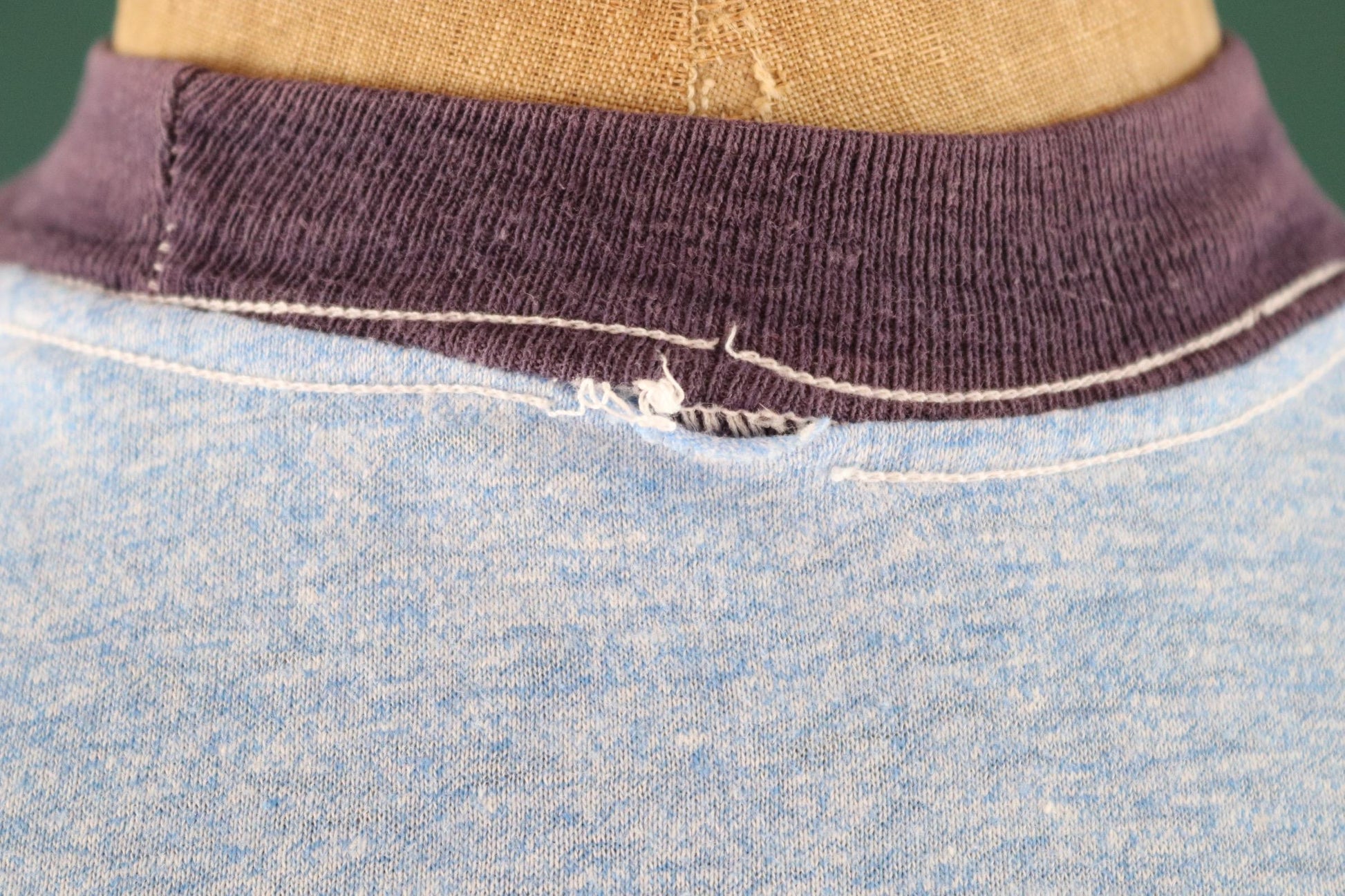 Vintage 1970s t shirt - blue marl - single stitch tee - 34” chest - ringer sportswear