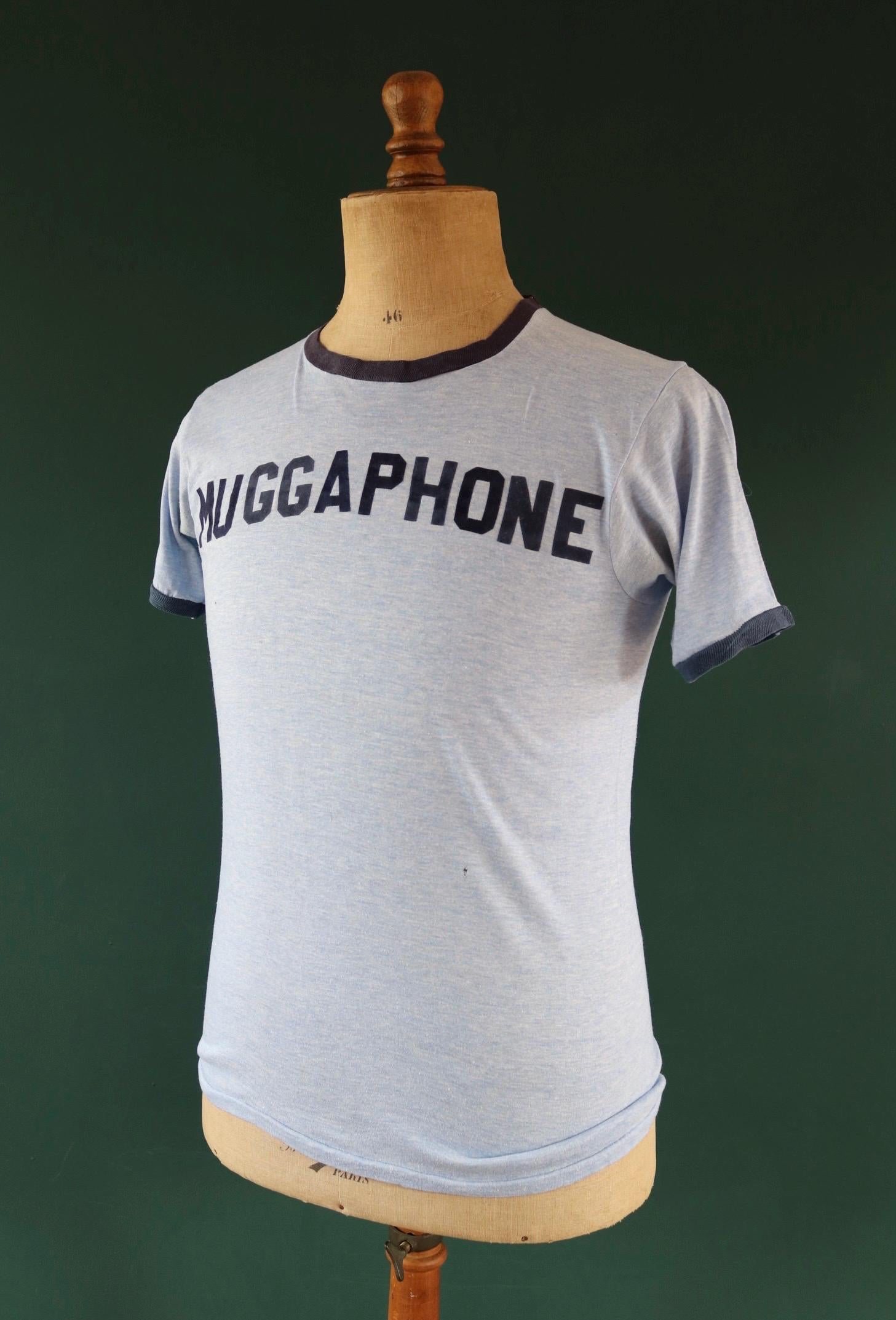 Vintage 1970s ringer t shirt - flock letters print - 38” chest - sportswear - made in USA