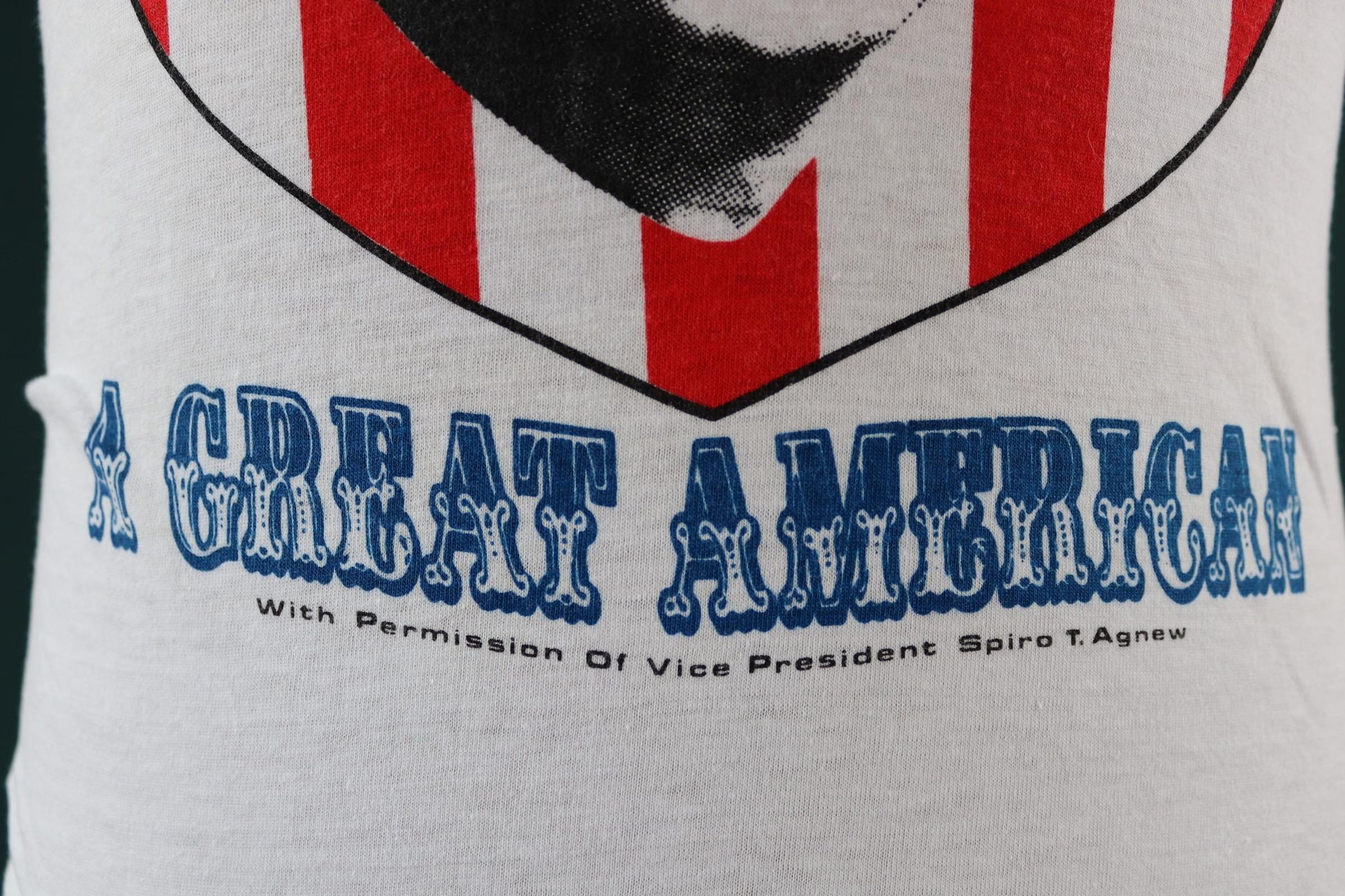 Vintage 1970s ringer t shirt - Spiro T Agnew print - 37” chest - political tee