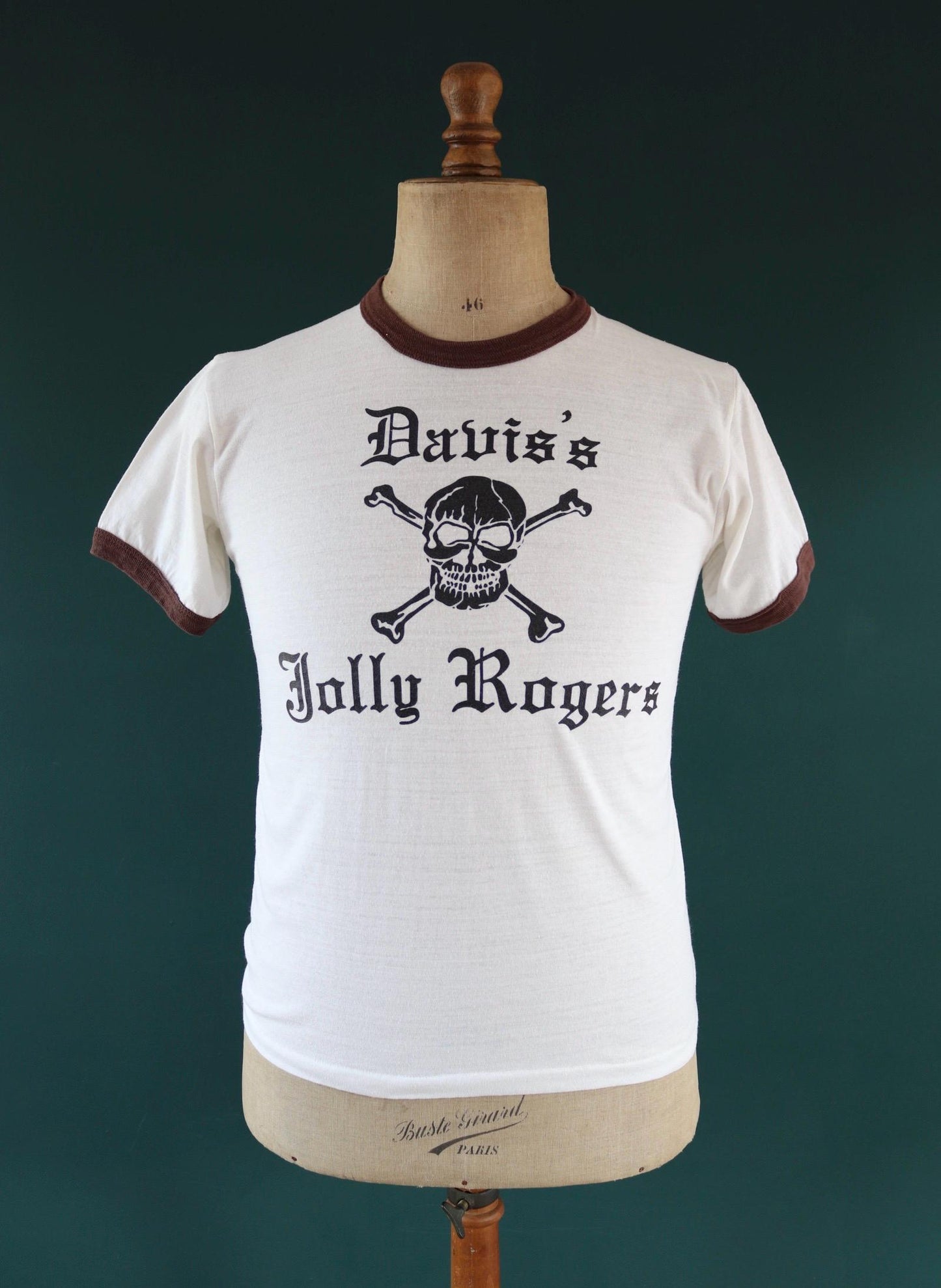 Vintage 1970s skull ringer t shirt - Russell Athletic - pirate tee - 36” chest