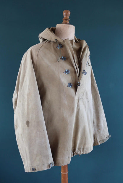 Vintage 1940s US Navy wet weather parka - WW2 USN smock - naval deck jacket - military anorak - 54” chest