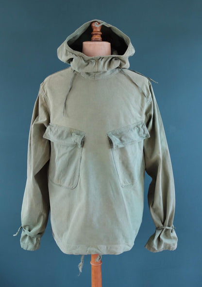 Vintage 1940s US Navy gunners smock - wet weather parka - WW2 USN - naval deck jacket - military anorak - 50” chest
