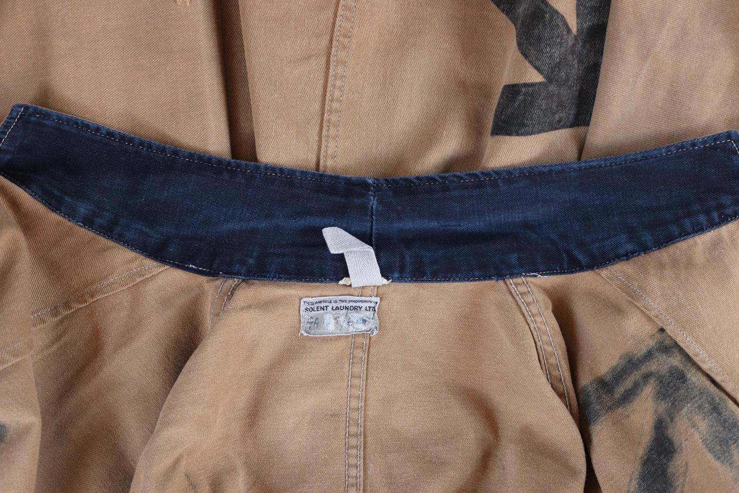 Vintage 1940s British workwear jacket - prison arrows - brown cotton twill - factory coat - shop overalls - 48” chest