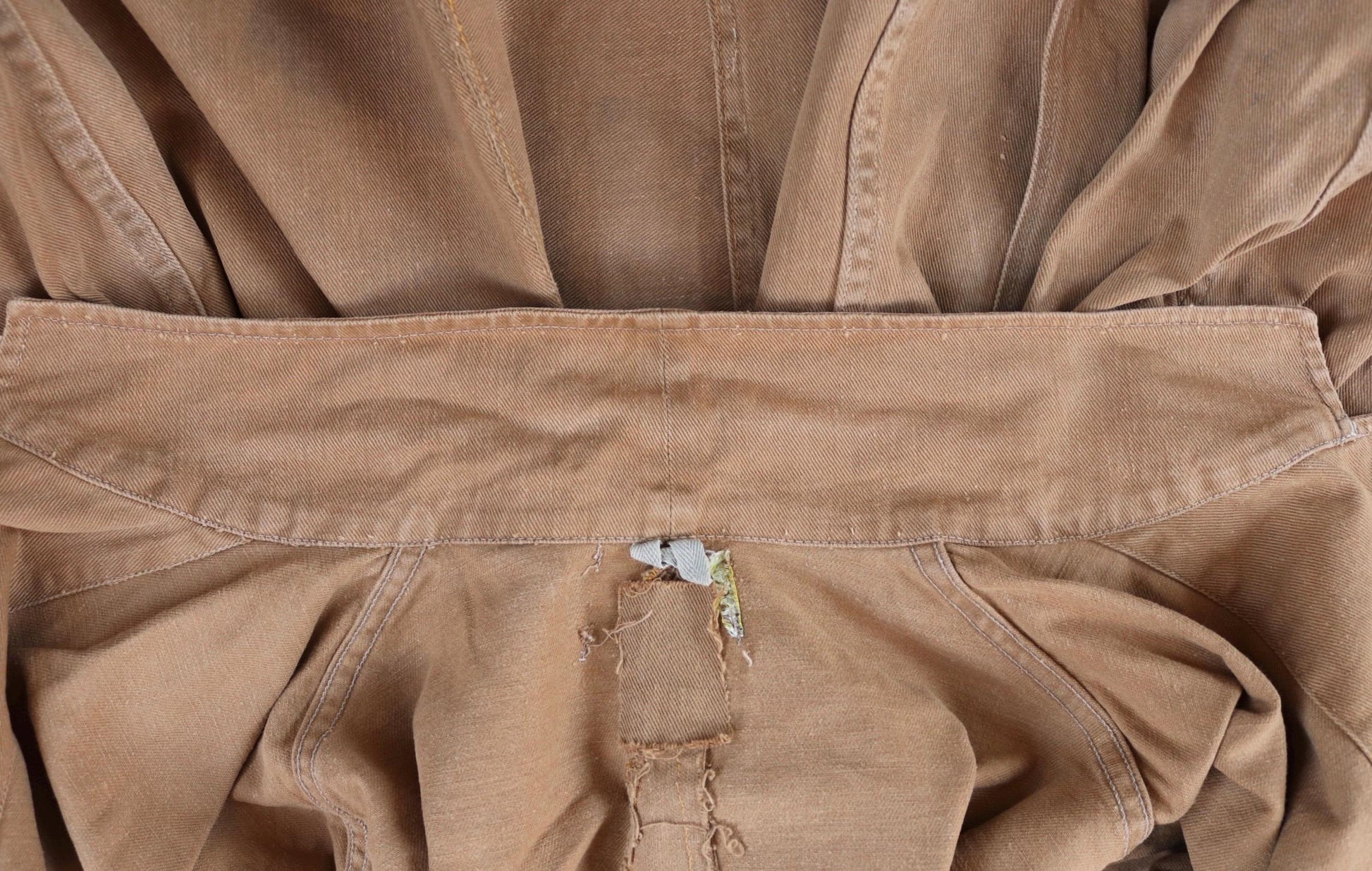 Vintage 1940s British workwear jacket - prison arrows - brown cotton twill - factory coat - shop overalls - 50” chest