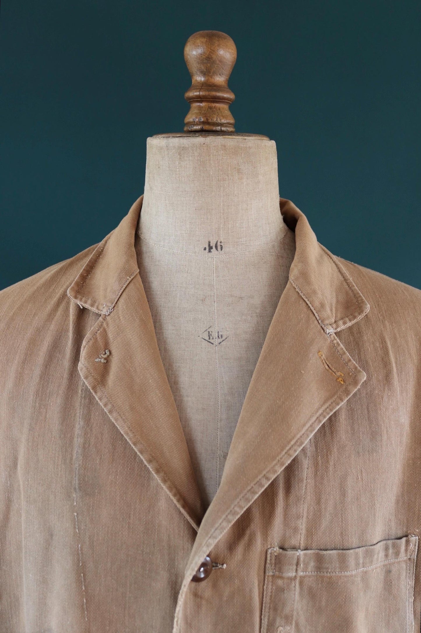 Vintage 1940s British workwear jacket - prison arrows - brown cotton twill - factory coat - shop overalls - 50” chest