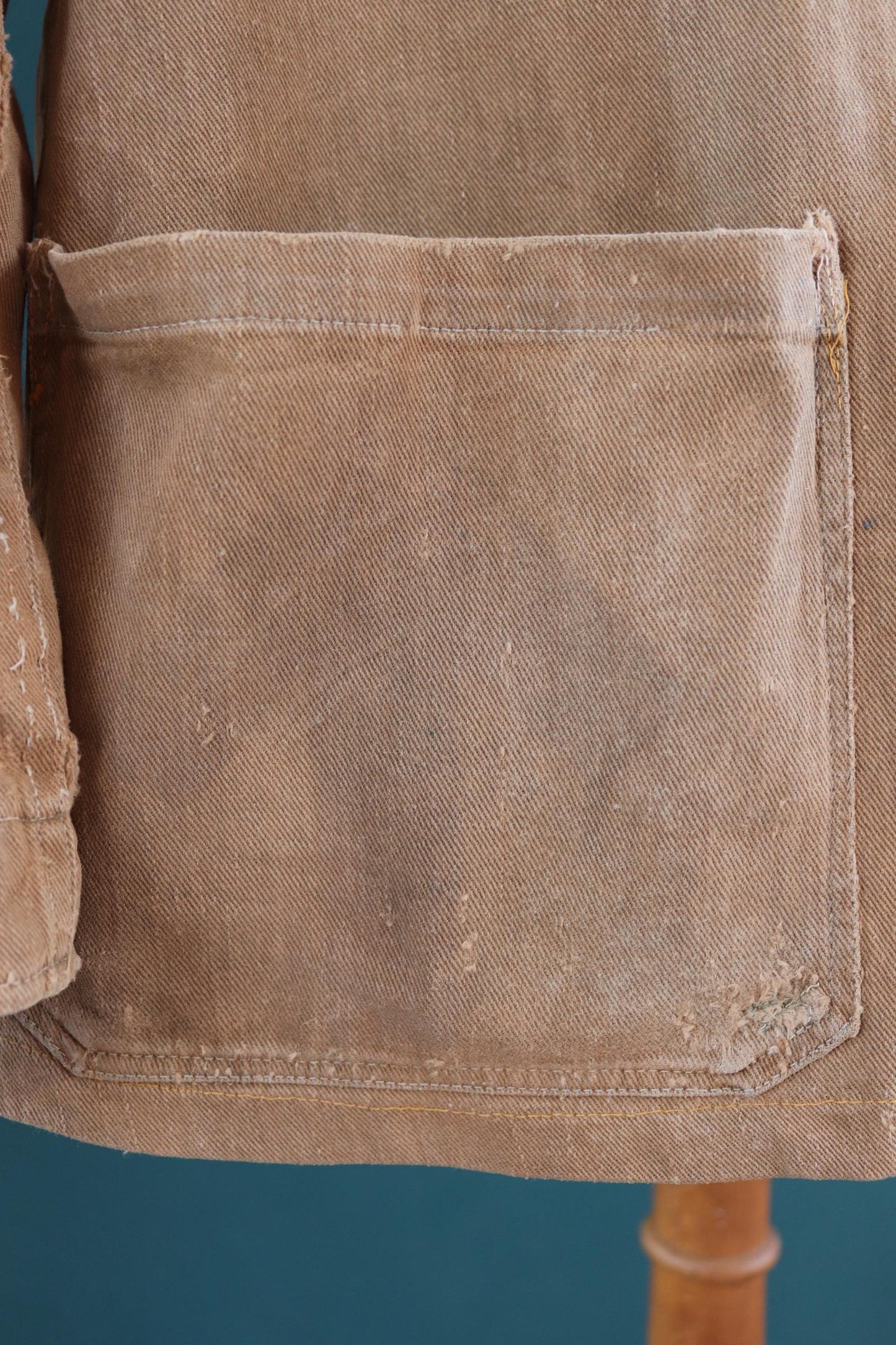 Vintage 1940s British workwear jacket - prison arrows - brown cotton twill - factory coat - shop overalls - 50” chest