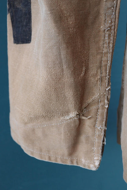 Vintage 1940s British workwear jacket - prison arrows - brown cotton twill - factory coat - shop overalls - 43” chest