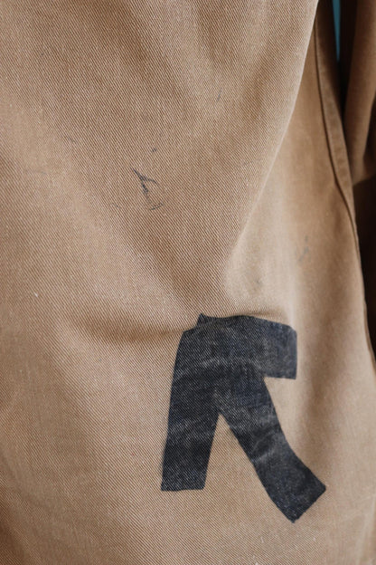 Vintage 1940s British workwear jacket - prison arrows - brown cotton twill - factory coat - shop overalls - 43” chest