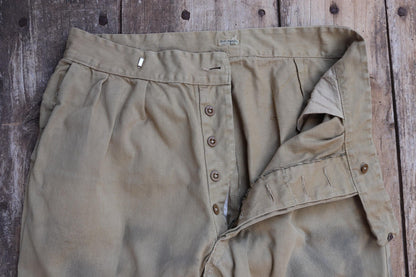 Vintage 1950s British army chinos - military trousers - pleated pants - 33" x 33"