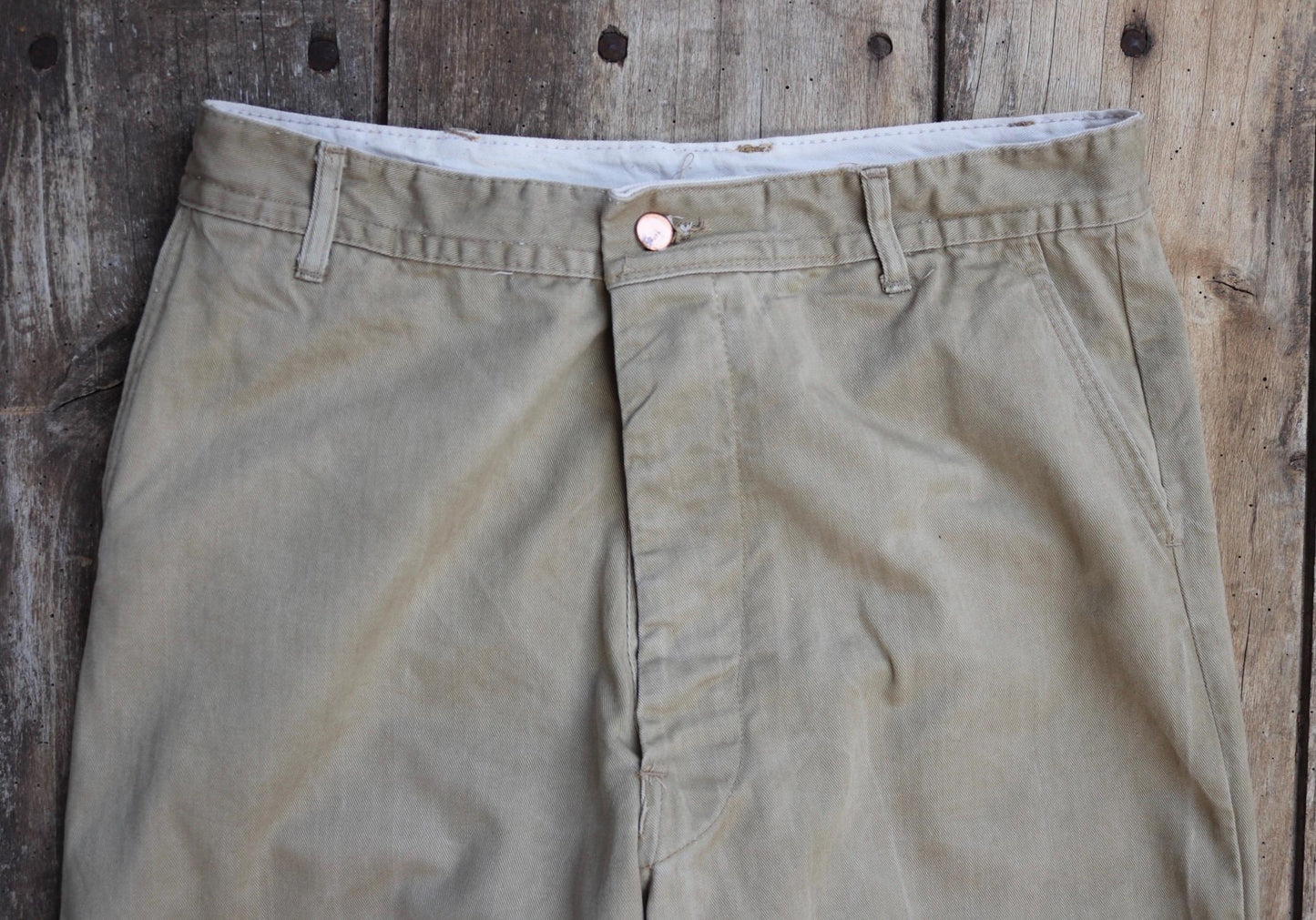 Vintage 1970s British style chinos - military trousers - prison arrows - 33" x 31"