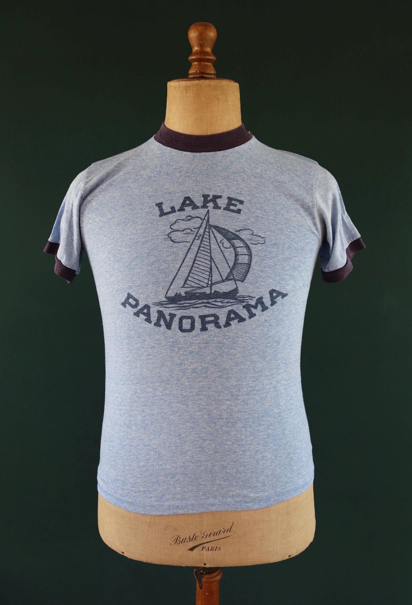 Vintage 1970s t shirt - blue marl - single stitch tee - 34” chest - ringer sportswear