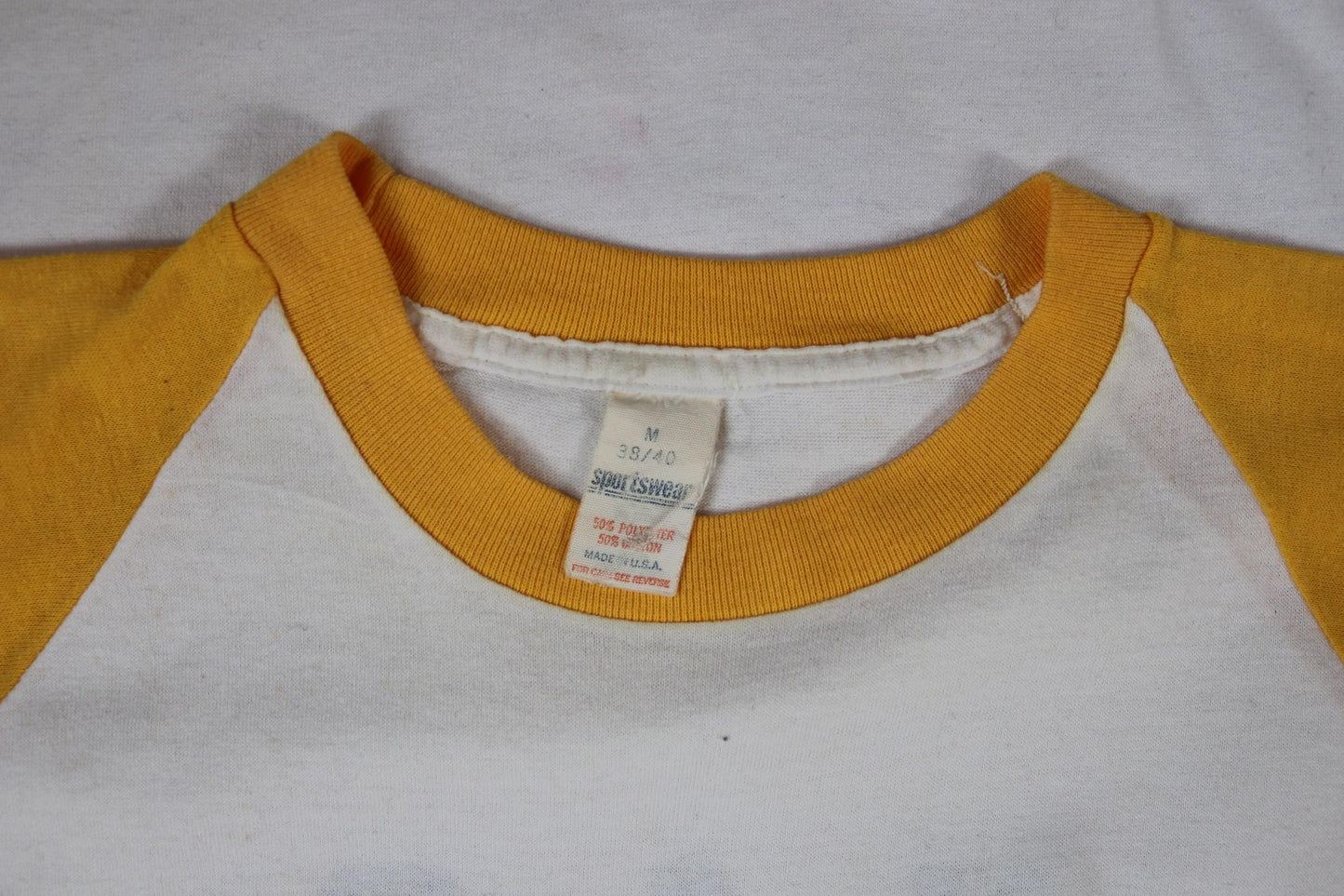 Vintage 1970s drinking team t shirt - single stitch - flock letter print - 38” chest