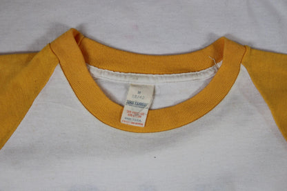 Vintage 1970s drinking team t shirt - single stitch - flock letter print - 38” chest