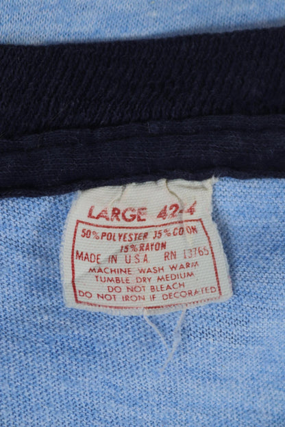 Vintage 1970s ringer t shirt - flock letters print - 38” chest - sportswear - made in USA