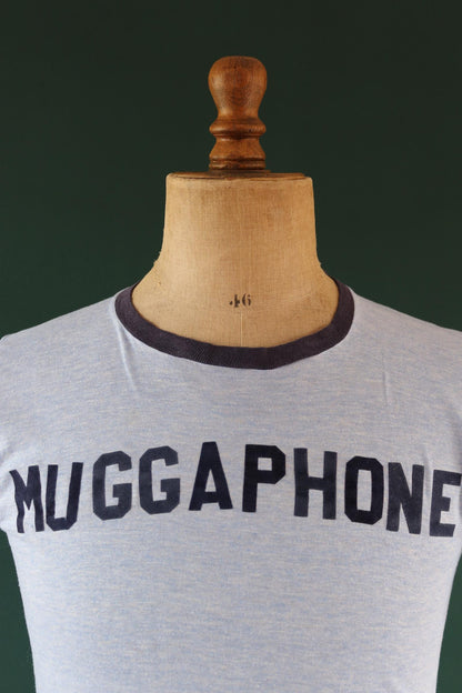 Vintage 1970s ringer t shirt - flock letters print - 38” chest - sportswear - made in USA