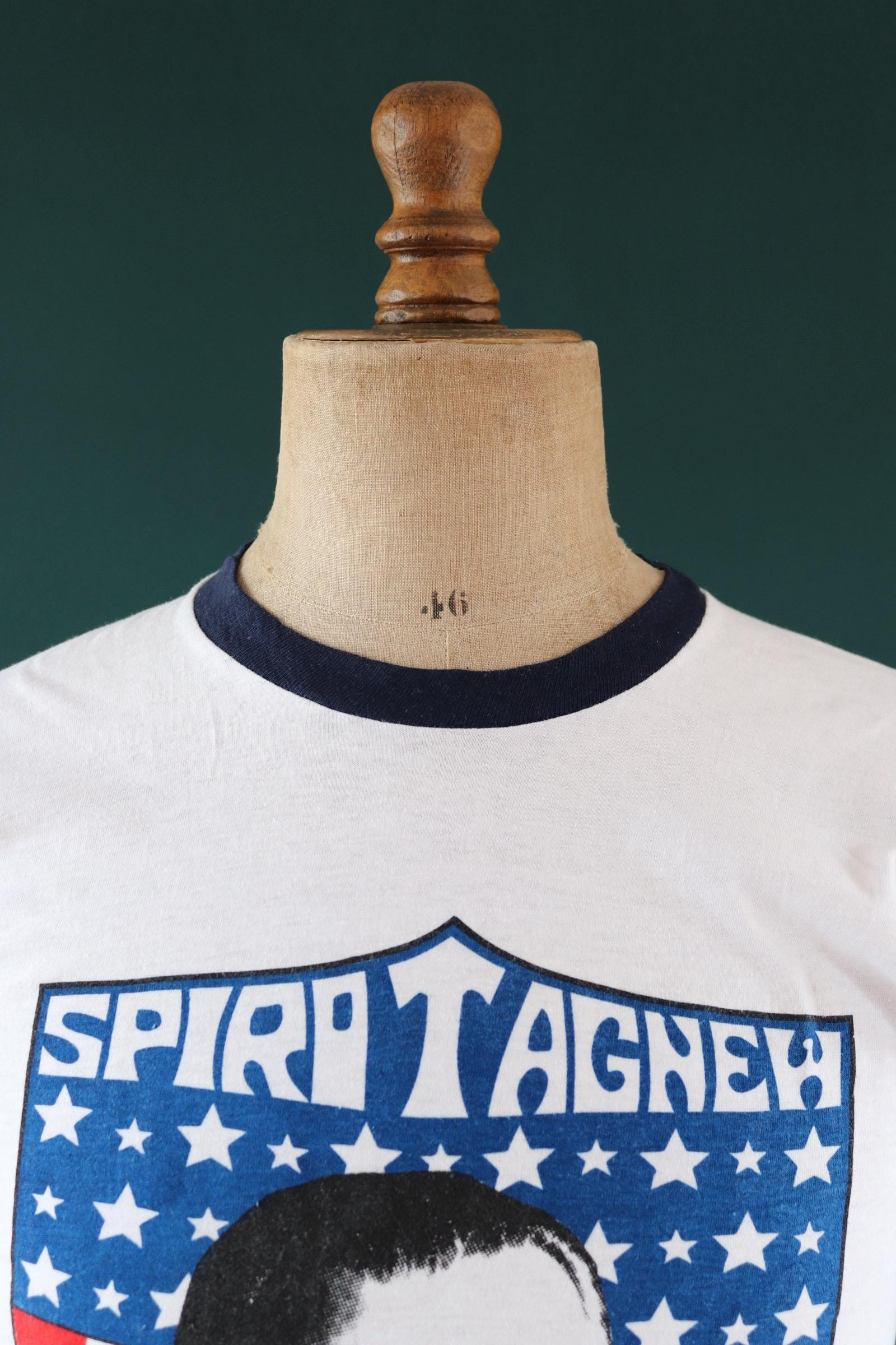 Vintage 1970s ringer t shirt - Spiro T Agnew print - 37” chest - political tee