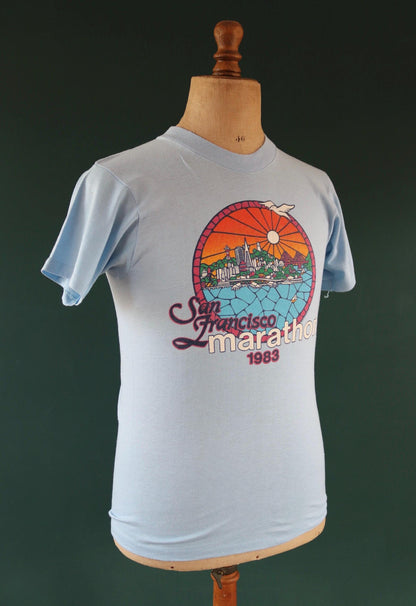 Vintage 1980s San Francisco marathon t shirt - running print - 36” chest