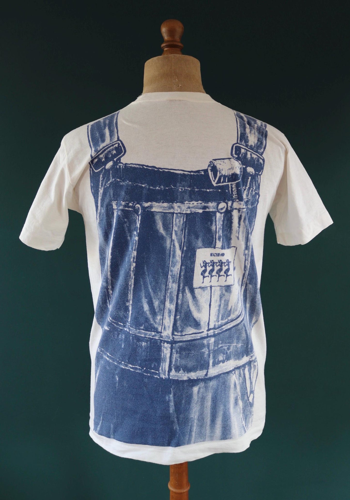 Vintage 1970s tuxedo suit t shirt - Pointer Sisters - rock tee - overalls print - 40” chest