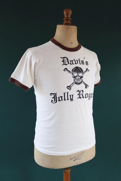 Vintage 1970s skull ringer t shirt - Russell Athletic - pirate tee - 36” chest
